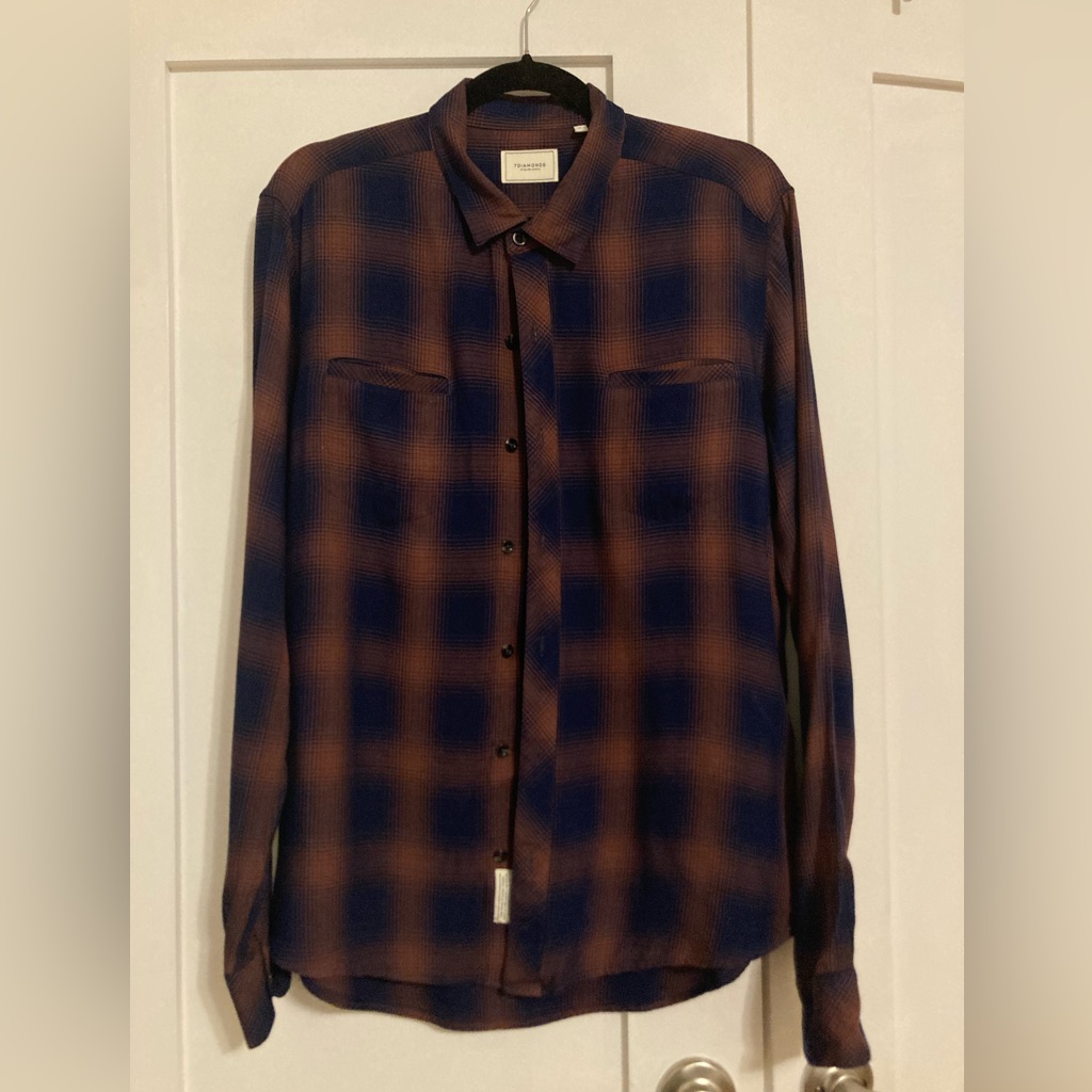 7diamonds (Nordstrom Brand) Men’s Rust/Navy Button Down